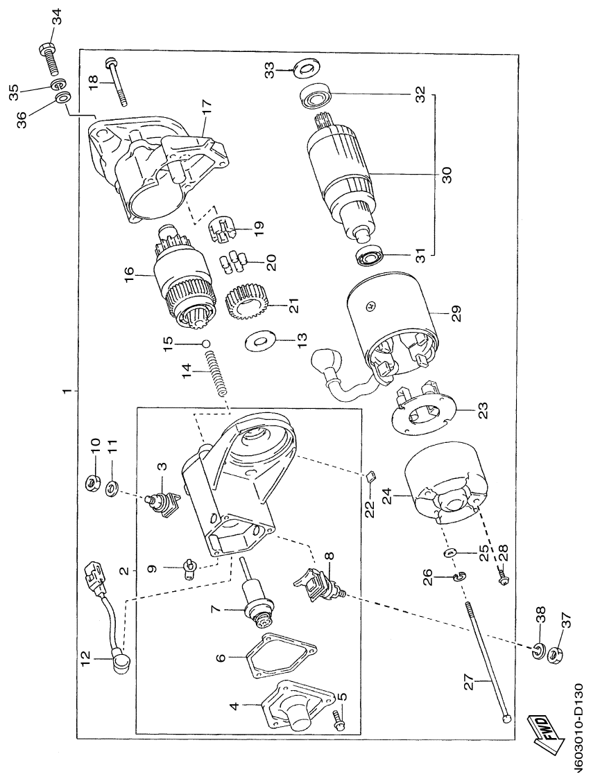 Yamaha ME422STIP2 (N601)STIP1(N611) STARTING MOTOR parts diagram